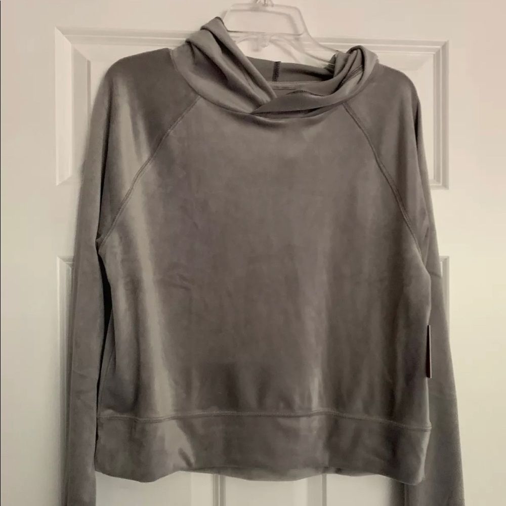 So Junior Girls velour gray hooded sweatshirt size large